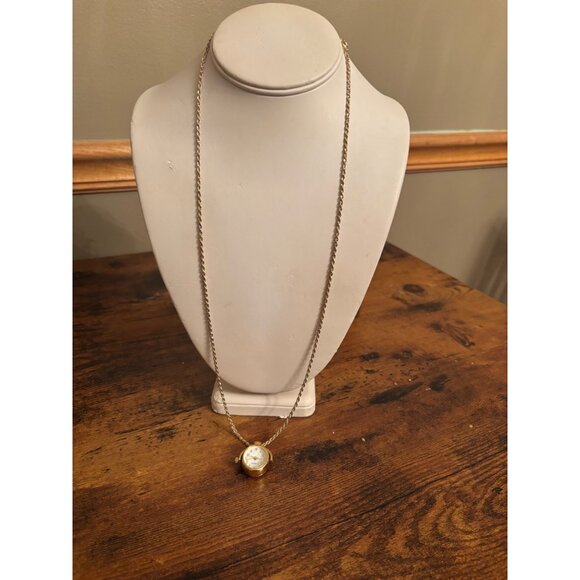 Vintage C. Blanc Reversible Pendant Necklace Watch on One Side, Purple Cabochon - Picture 3 of 16